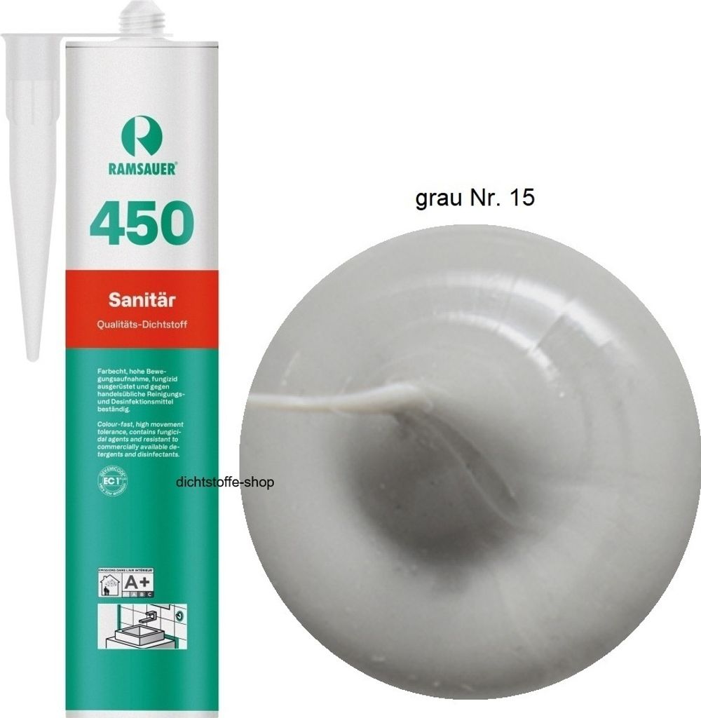 Ramsauer 450 Sanitär 1K Silicon Dichtstoff 310ml Kartusche grau Nr. 15