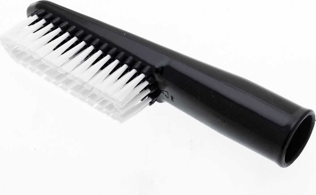 A black and white brush attachment against a white background.
