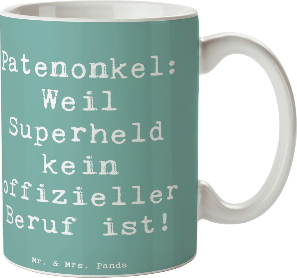 Mr. & Mrs. Panda Kaffeetasse Spruch Patenonkel Superheld - Produktbild 