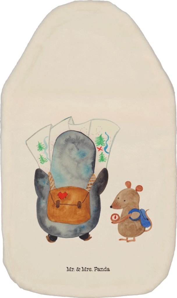 Mr. & Mrs. Panda Wärmekissen Pinguin & Maus Wanderer - Weiß - Geschenk, Wandern, Plüsch Wärmflasche, Bettflaschen, Wärmflaschen, Abenteuer, Pi...