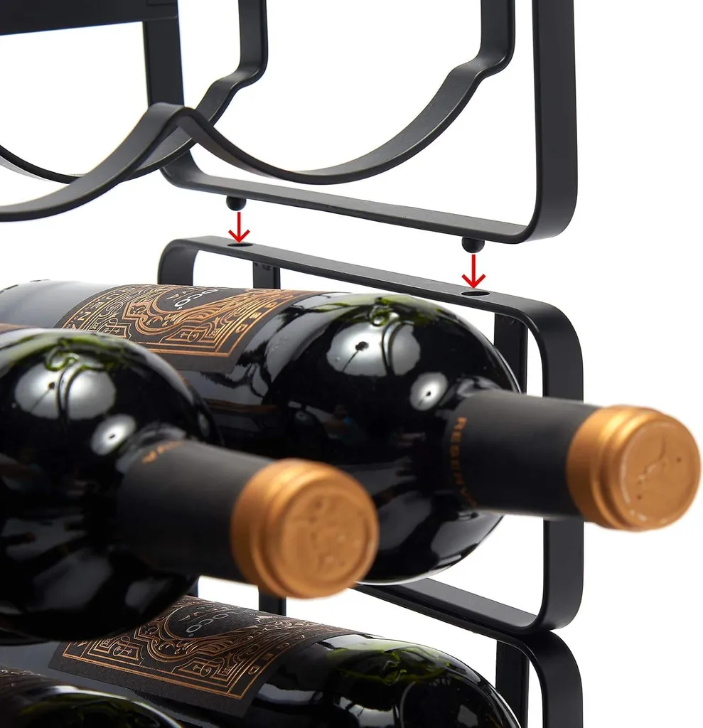 Porte-bouteilles noir empilable et modulable pour 12 vins fins