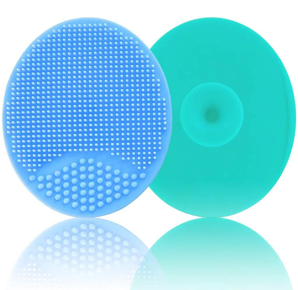 Brosse exfoliante bébé silicone doux lot de 2 lavable hygiénique bleu