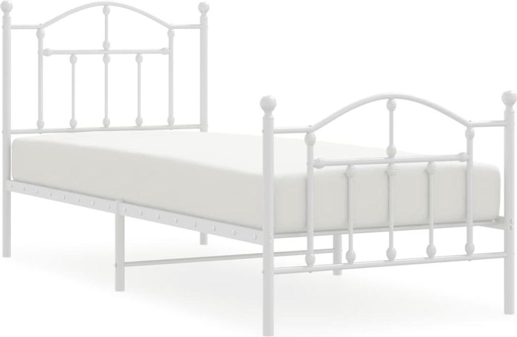 vidaXL Bettgestell mit Kopf- und Fußteil Metall Weiß 90x200 cm