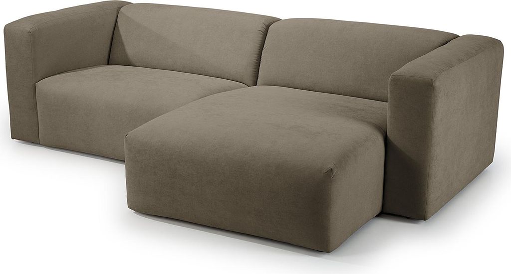 home24 Ecksofa mit Longchair - Strukturstoff