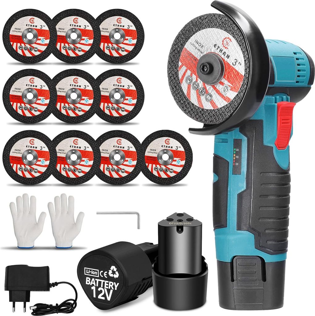 500W 12V Akku-Winkelschleifer, 76mm Schleifscheibe, Produktbild 