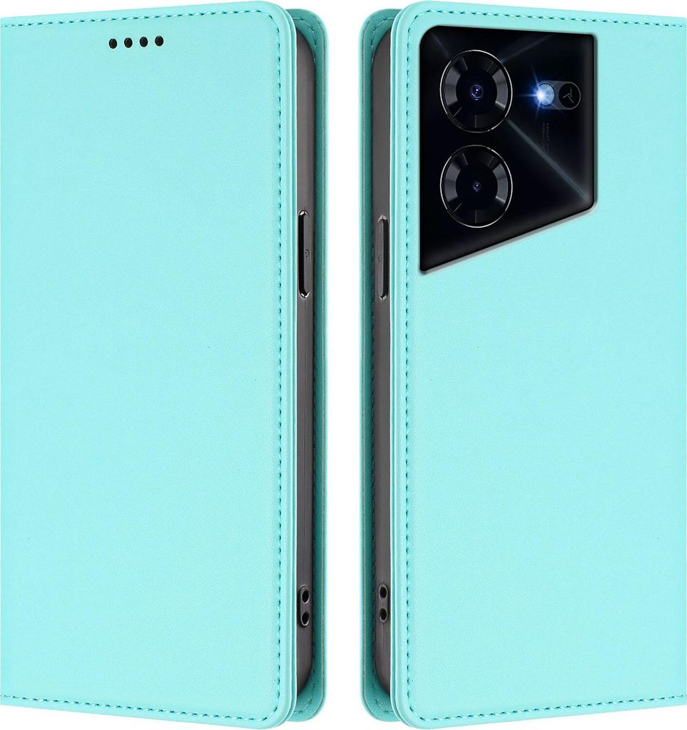 Handyhülle für Tecno Pova 5 Pro 5G, Kunstleder Klapphülle Stoßfeste Magnetische Hülle mit Ständer Türkis