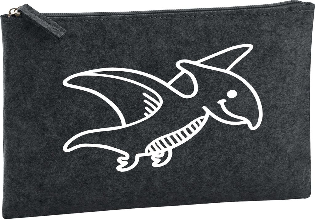 Huuraa Kulturbeutel Pteranodon Dinosaurier 1 Liter Charcoal Filz Kosmetiktasche Geschenkidee