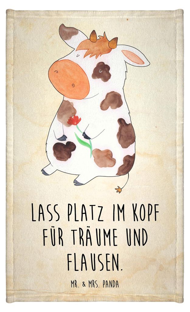 Mr. & Mrs. Panda Handtuch Kuh - Vintage - Geschenk, Klein, Hof, Frotteetuch, badezimmer, Motivtion, Milch, Bauernhof, Gäste-WC, Kühe, Spruch, Min...