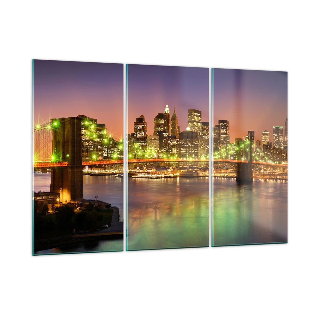 Bilder auf glas - New York Brücke - 105x70cm - Glasbilder - Wandbilder - Kunstdruck - zum Aufhängen bereit - Wanddekoration aus Glas - Glas Bilde...