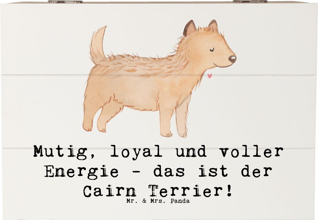 Mr. & Mrs. Panda Holztruhe Mutiger Cairn Terrier 22 x 15 cm - Weiß - Geschenk, Hunderasse, treuer Freund, Schatulle, Box, Hunderassen, geschenkkis...