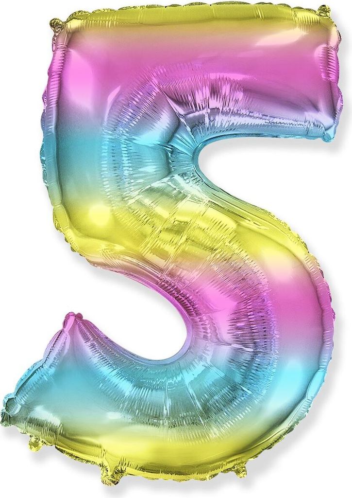 Fóliový balón číslice 5 - duhový - rainbow, 102cm Obrázek produktu 