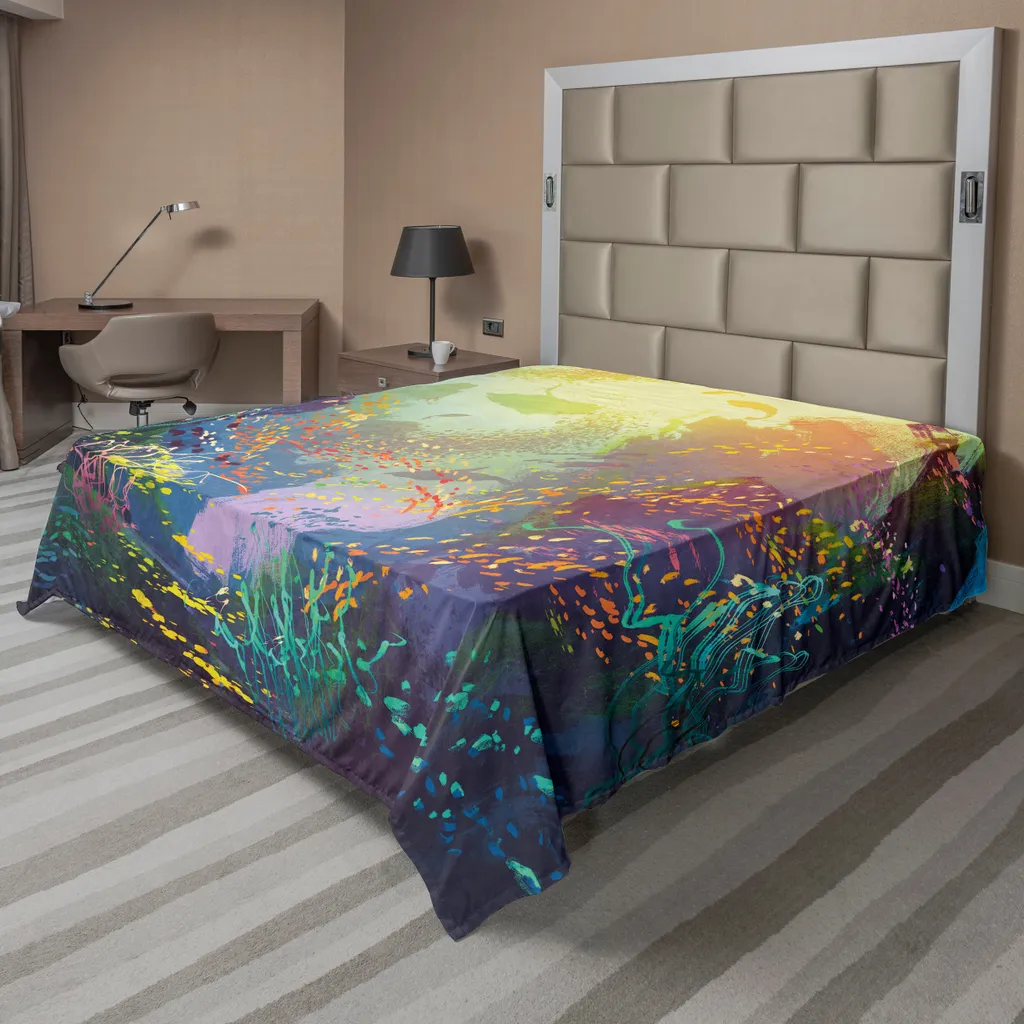 Drap de lit motifs marins anti-décoloration 244x205 cm doux et sain