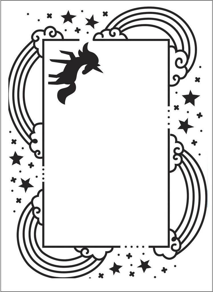 Darice Embossing - Prägeschablone 10,8x14,6cm Einhorn mit Regenbogenrand