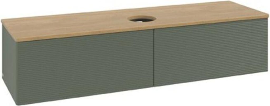 V&B Waschtischunterschrank mit Frontstruktur Antao 160x50cm, WBP hon. Oa, lea gre. m Lac