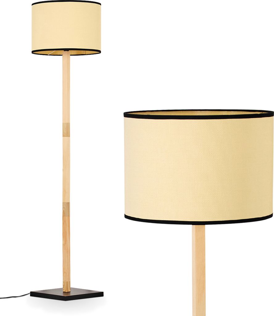 Tamarispa Stehlampe aus Holz/Papiergeflecht in Natur/Schwarz, Höhe 169,5 cm