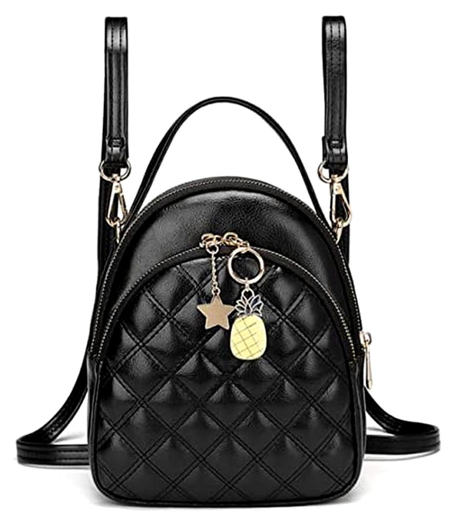 Rucksack Damen Klein, Mini Rucksack Elegant, Kunstleder 2 in 1 Reiserucksack mit Abnehmbarem Riemen