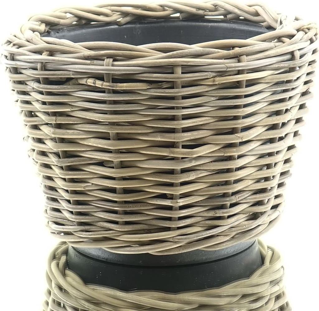 VAN DER LEEDEN DRYPOT® Rattan Pflanzkübel Grau Ø 32 cm - Produktbild 1