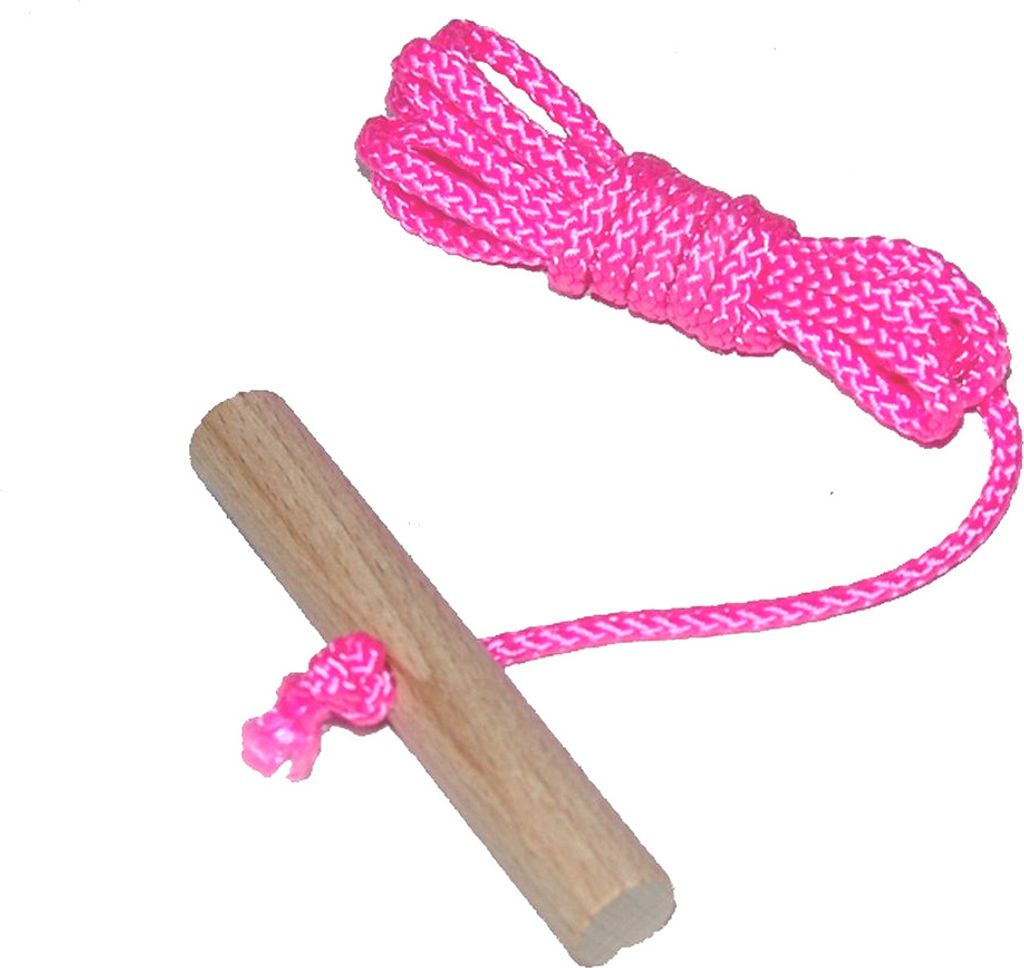 Schlittenseil mit Holzgriff aus Buchenholz 150 cm lang NEU pink