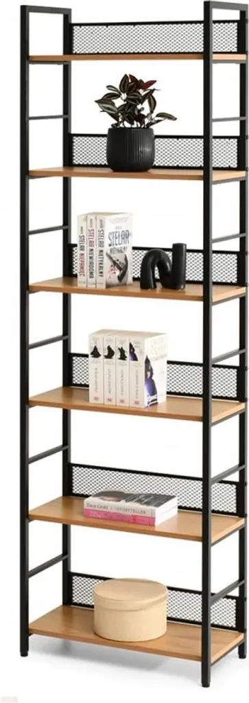 Étagère JANKO Chêne et Noir - Bibliothèque Design Industrielle Moderne