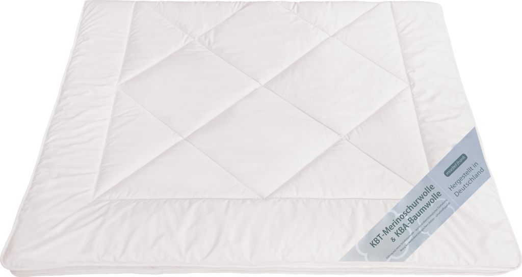 Bettdecke 155x220 Ganzjahr Merino Schurwolle kbT Bio Baumwolle kbA Mono-Decke Natalia