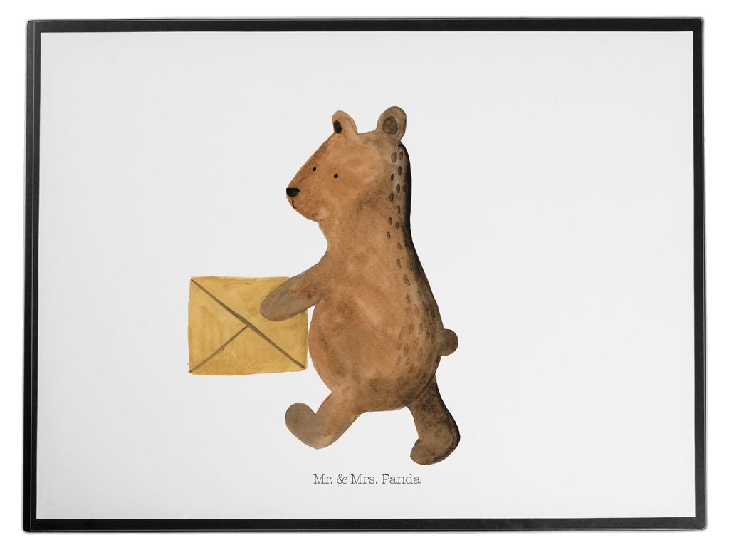 Mr. & Mrs. Panda Zeichenunterlage Bär Zuhause - Weiß - Geschenk, bastelunterlage, schreibtischunterlage abwaschbar, Teddy, schreibtischunterlagen...