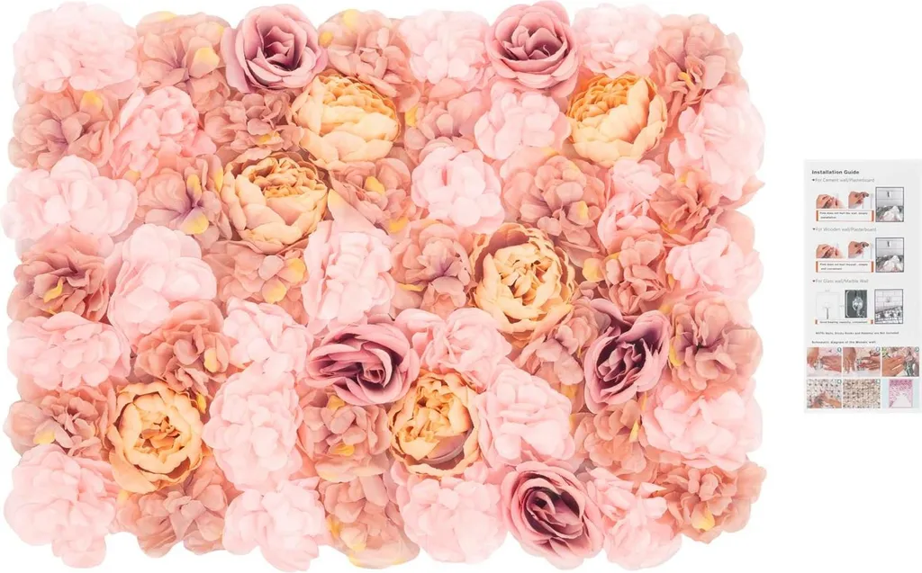 Mur Floral Artificiel 6 Panneaux 60x40 cm Roses en Soie Bleues Soyeuses