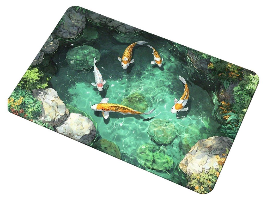 3D-Teppich mit optischer Täuschung, realistischer Fischteich-Teppich, waschbar, rutschfest, für Kinderzimmer, Spielzimmer, Wohnzimmer, Schlafzimm...