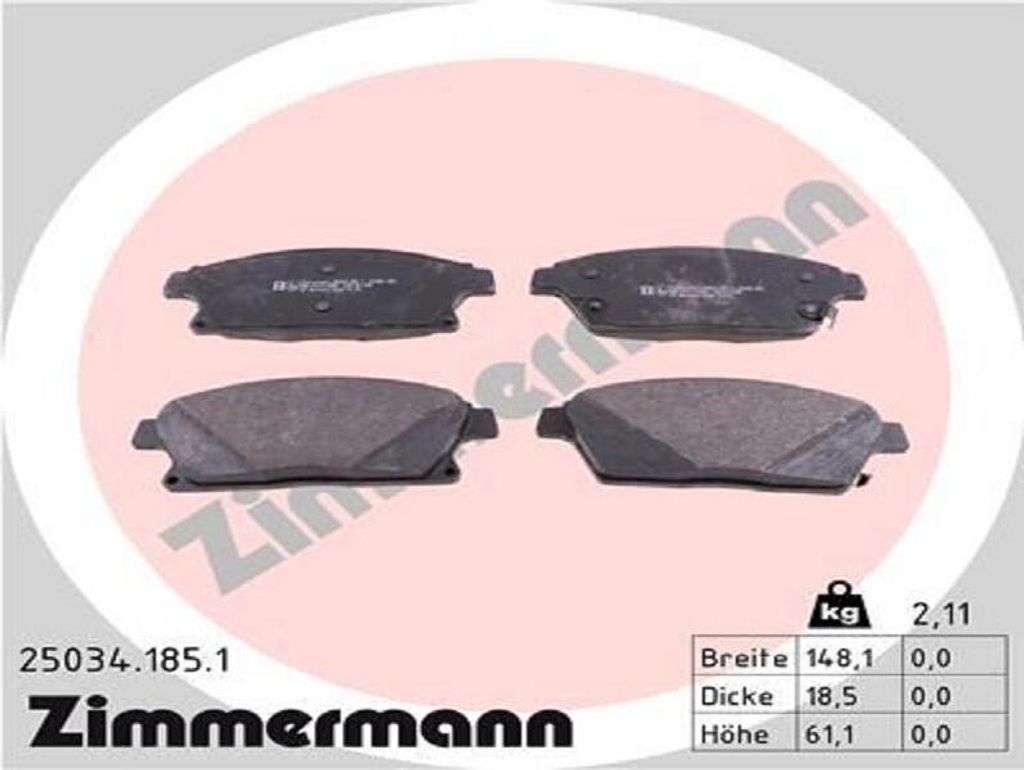 ZIMMERMANN Bremsbeläge Satz Vorne Bremsklötze für OPEL Mokka / Mokka X (J13) 25034.185.1