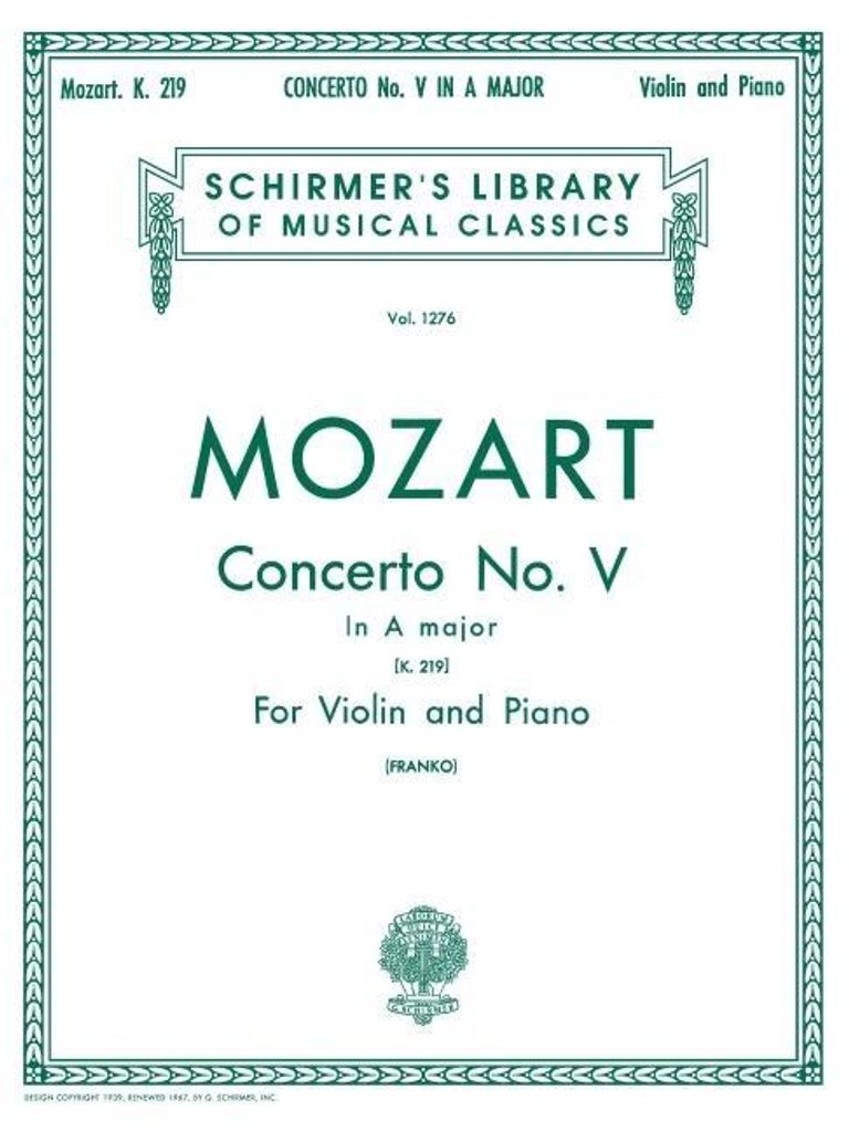 Amadeus Mozart, W: Concerto No. 5 in A, K.219