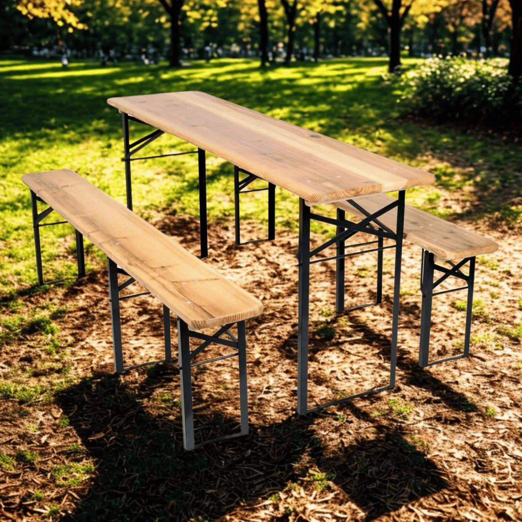 Set da Birra LAIMA Pino e Verde - Tavolo e Panche da Giardino Robusti - 3