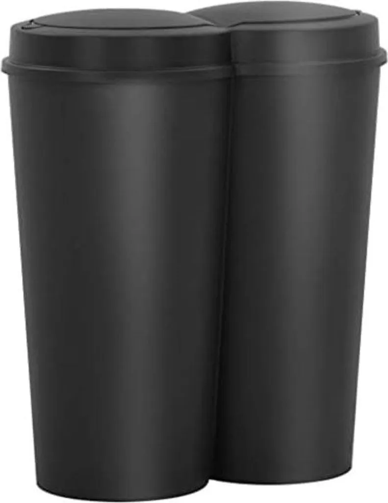 Poubelle Cuisine 50 Litres Noire - Idéale pour Famille et Grand Tri