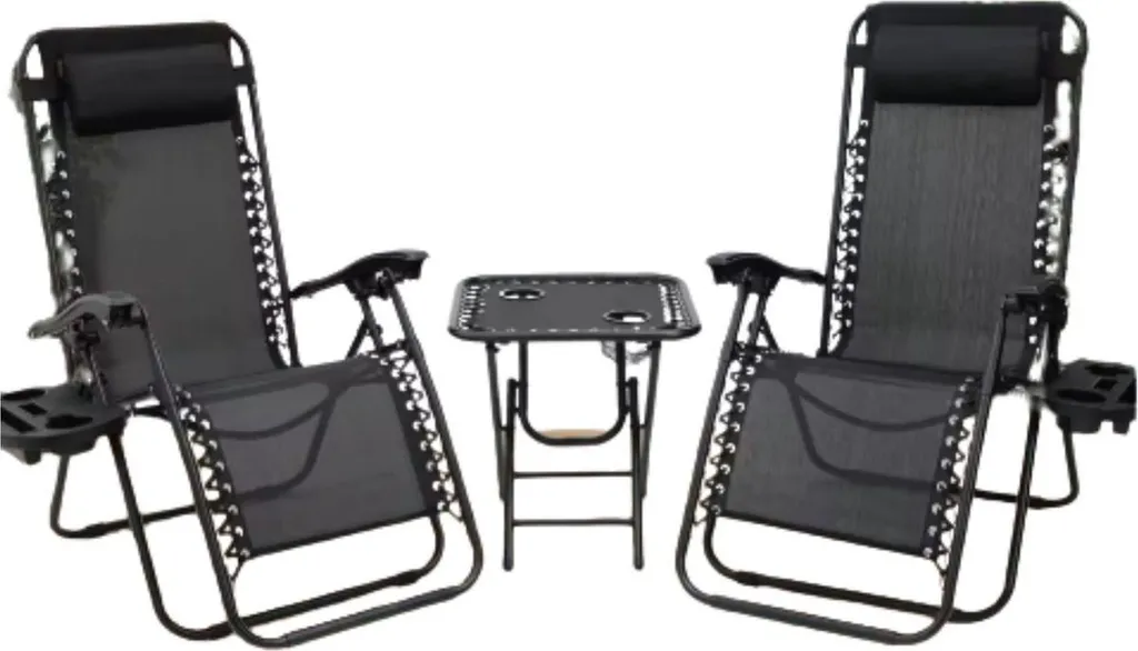 Transat de jardin inclinable Tavien - Aluminium et Noir - Pack Complet