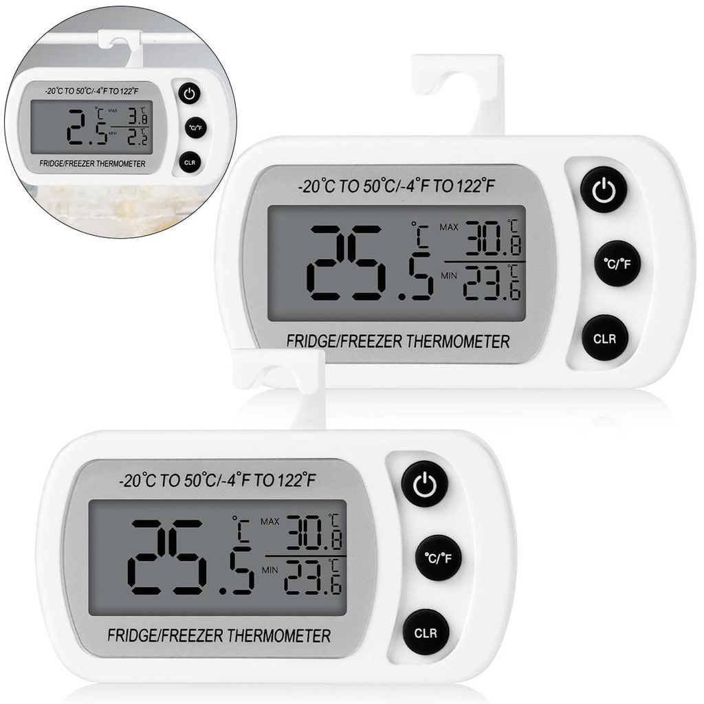 Kühlschrankthermometer Digital 2er – Magnetisch, LCD-Display, für Kühlschrank, Gefrierschrank & Kühlbox