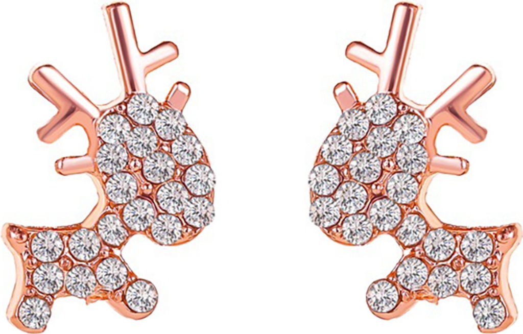 Frauen schlichtes Design Strass Elch Form Weihnachten Stil Schmuck Zubehör-Roségold