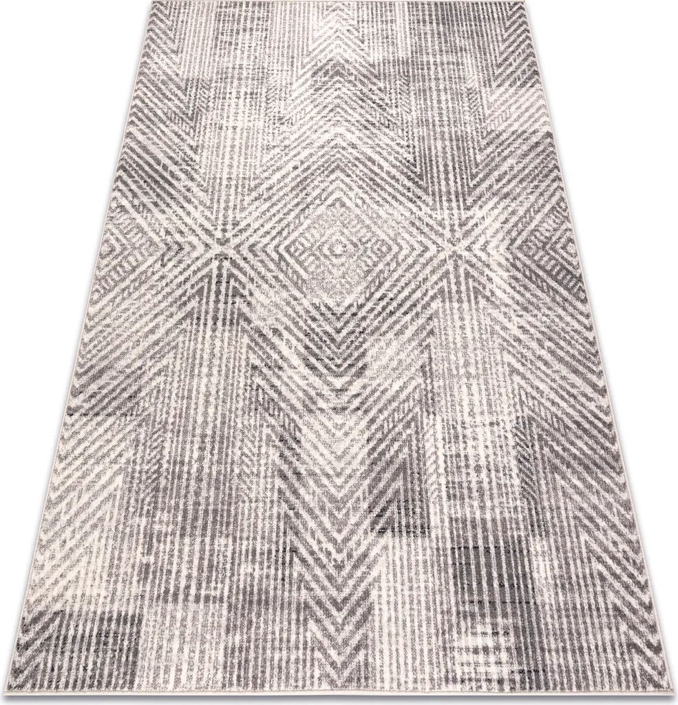 Tapis laine anti-bruit et isolant chevrons beige gris 120x170 cm