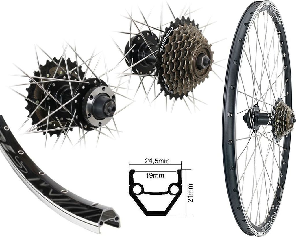 28 Zoll Hinterrad DMS19 Disc 6Loch mit 7 fach Shimano Zahnkranz Schnellspanner