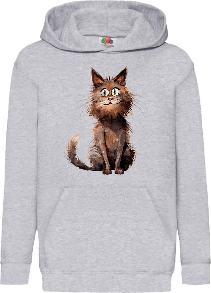 Kinder Kapuzenpullover Funny Cats Breeds York Chocolate Cat, 5-6 Jahr - 116 / Grau