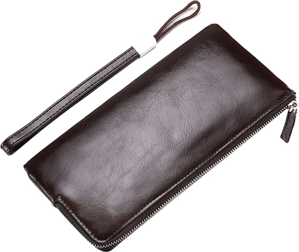 Deabolar Herren Einfarbig Kunstleder Lange Brieftasche Kartenhandy Halter Clutch Geldbörse Kaffee