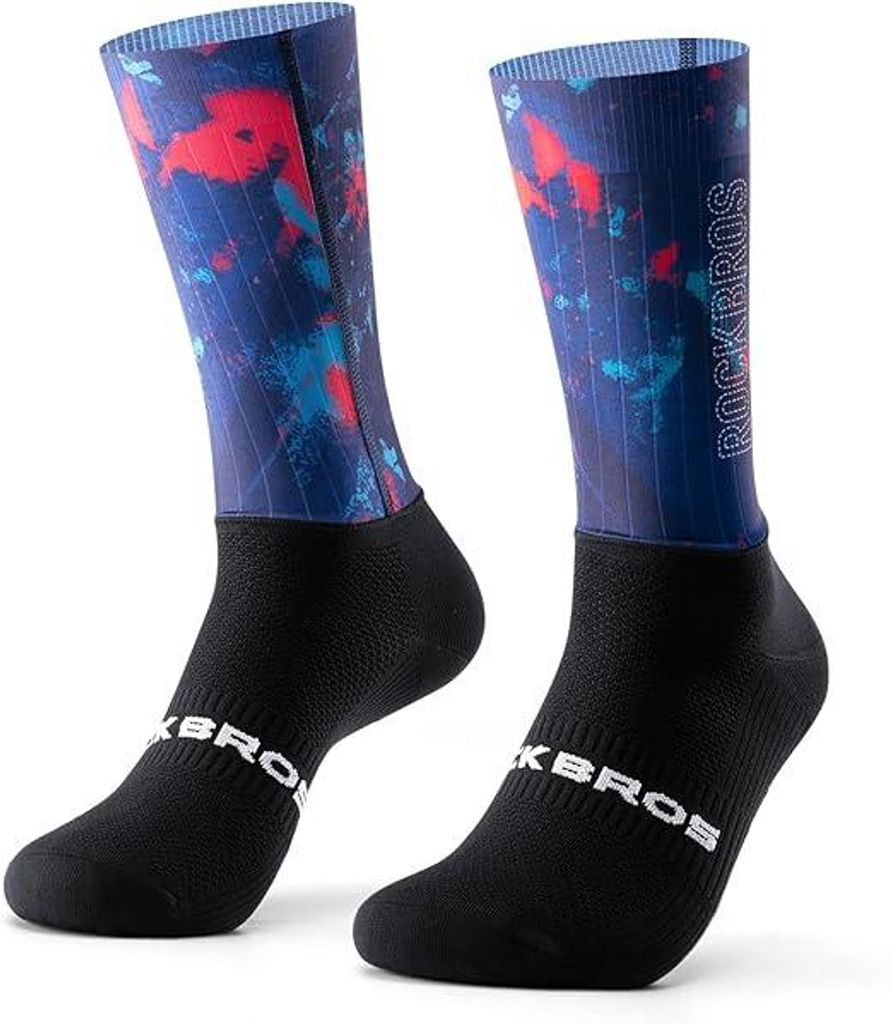 ROCKBROS Fahrrad Socken Unisex Atmungsaktiv Anti-Rutsch Kompression Nahtlos Schnelltrocknend Für MTB Rennrad Laufen Wandern Blau Größe M
