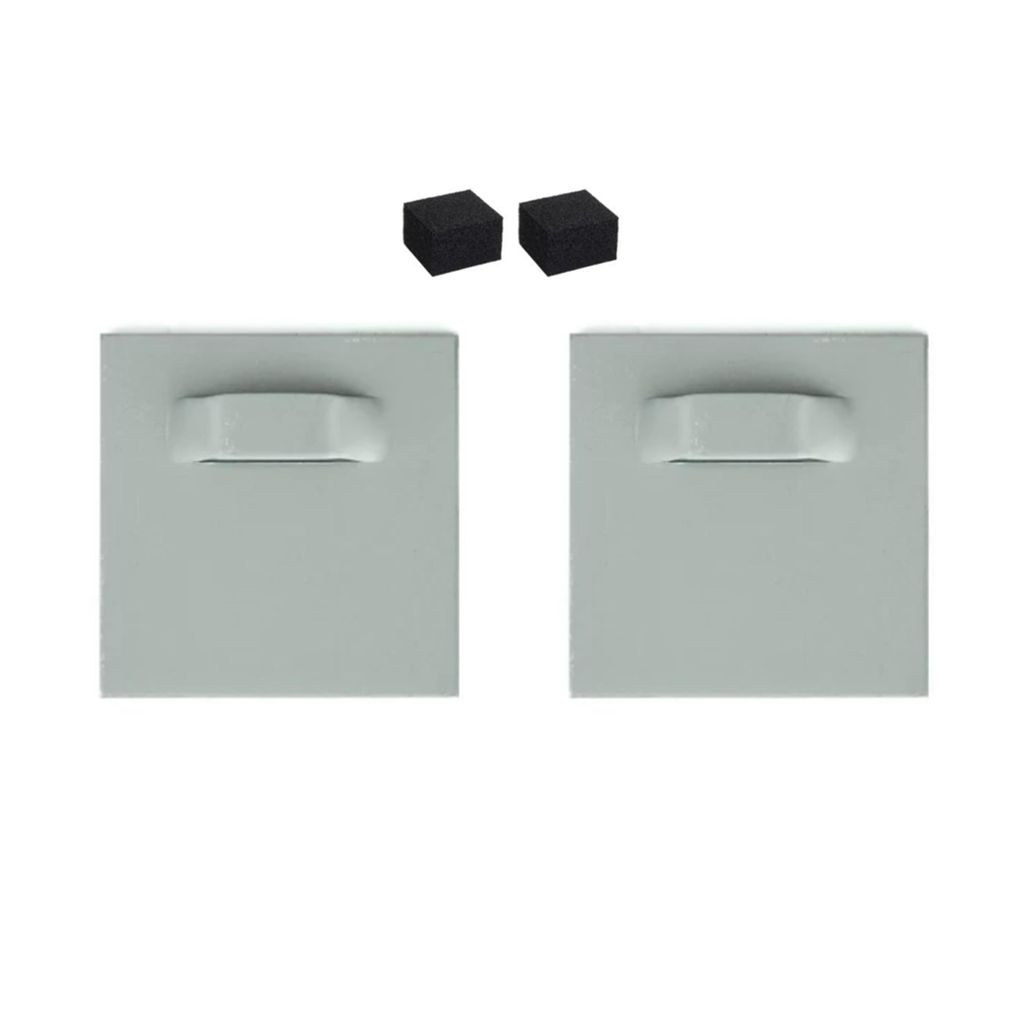 Selbstklebendes Befestigungsset Bilderhalter Haftbleche - 2x Halter 45x45mm + 2x Schaumpuffer