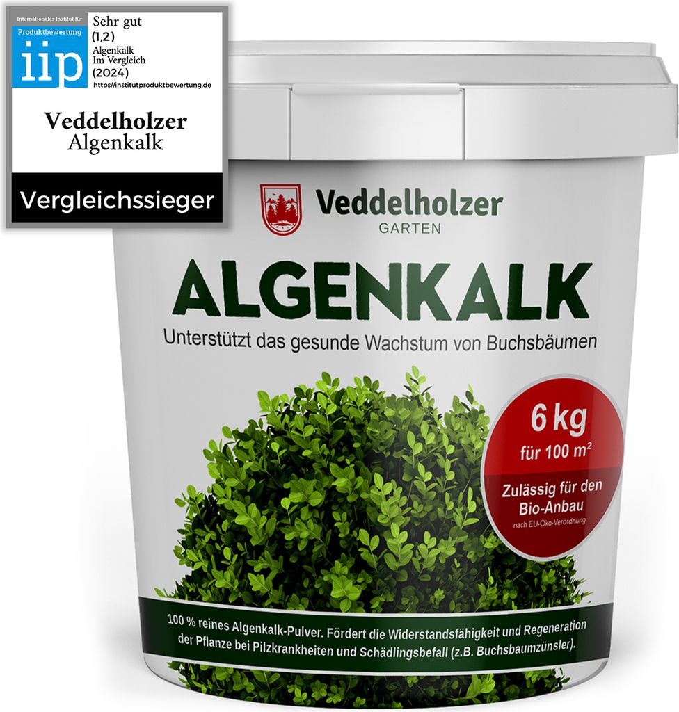 6 kg Algenkalk 100% reines Pulver / Puder aus Meeresalgen aus dem Atlantik stärkt Widerstandskraft & Regeneration des Buchsbaum beim Buchsbaumzün...
