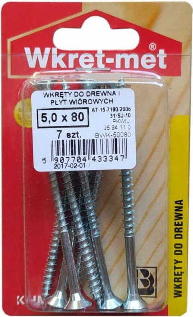 Gehärtete Holzschrauben 5x80mm 7 Stück PZ2 gold