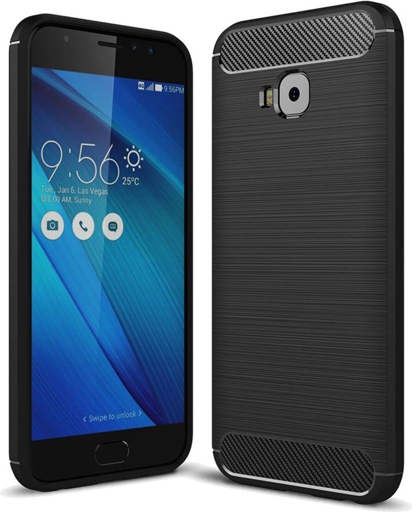 Asus Zenfone 4 Selfie ZD553KL TPU Case Carbon Fiber Optik Brushed Schutz Hülle Schwarz