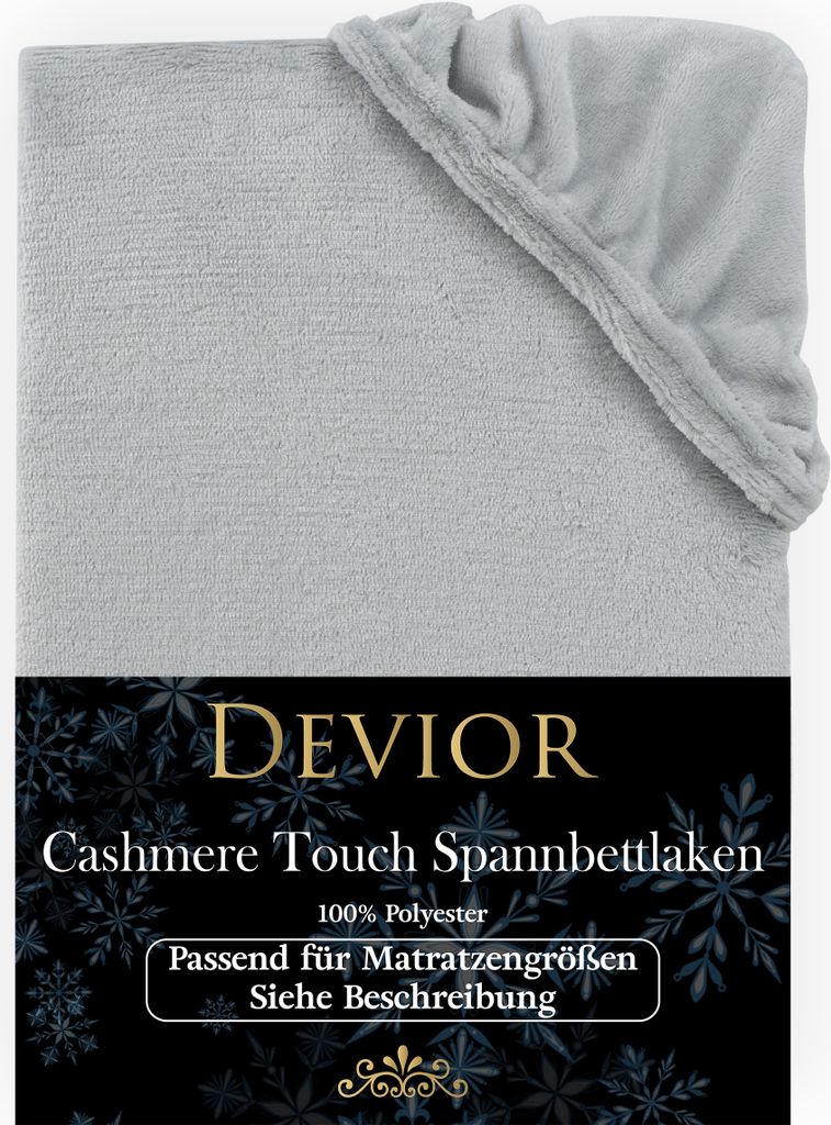 Devior Cashmere Touch Spannbettlaken 180x200 - 200x220 natur silber für Boxspringbett Winter Warm Kuschelig