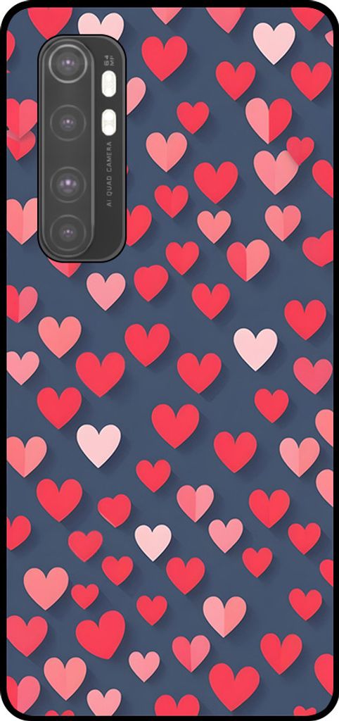 Smartphonica Telefon Fall fit für Xiaomi Mi Note 10 Lite mit rosa und roten Herzen Impressum - TPU Backcover Fall mit rosa und roten Herz-Design