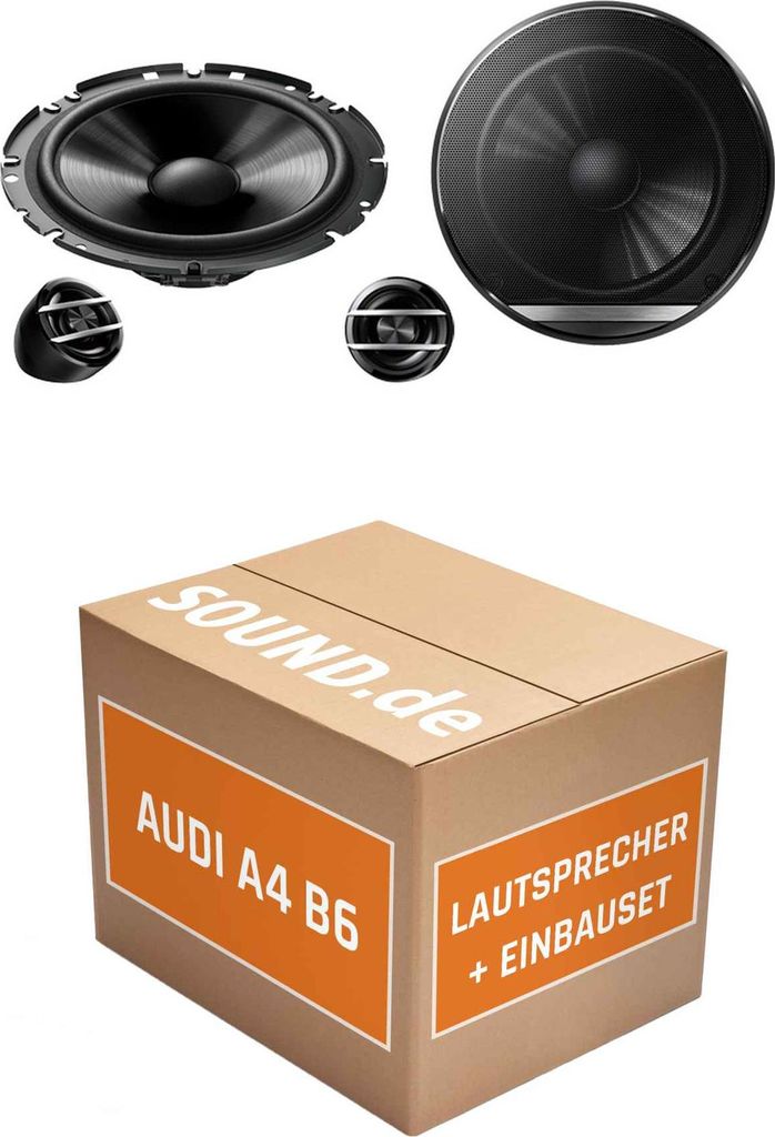 Lautsprecher Boxen Einbaupaket vorne Pioneer TS-G170C passend für Audi A4 B6 + Avant/Kombi | 2x Tief-Mitteltöner 2x Hochtöner