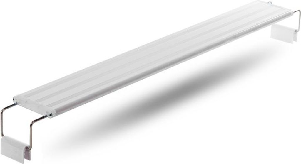 A white LED lamp with silver metal supports, shown against a white background.