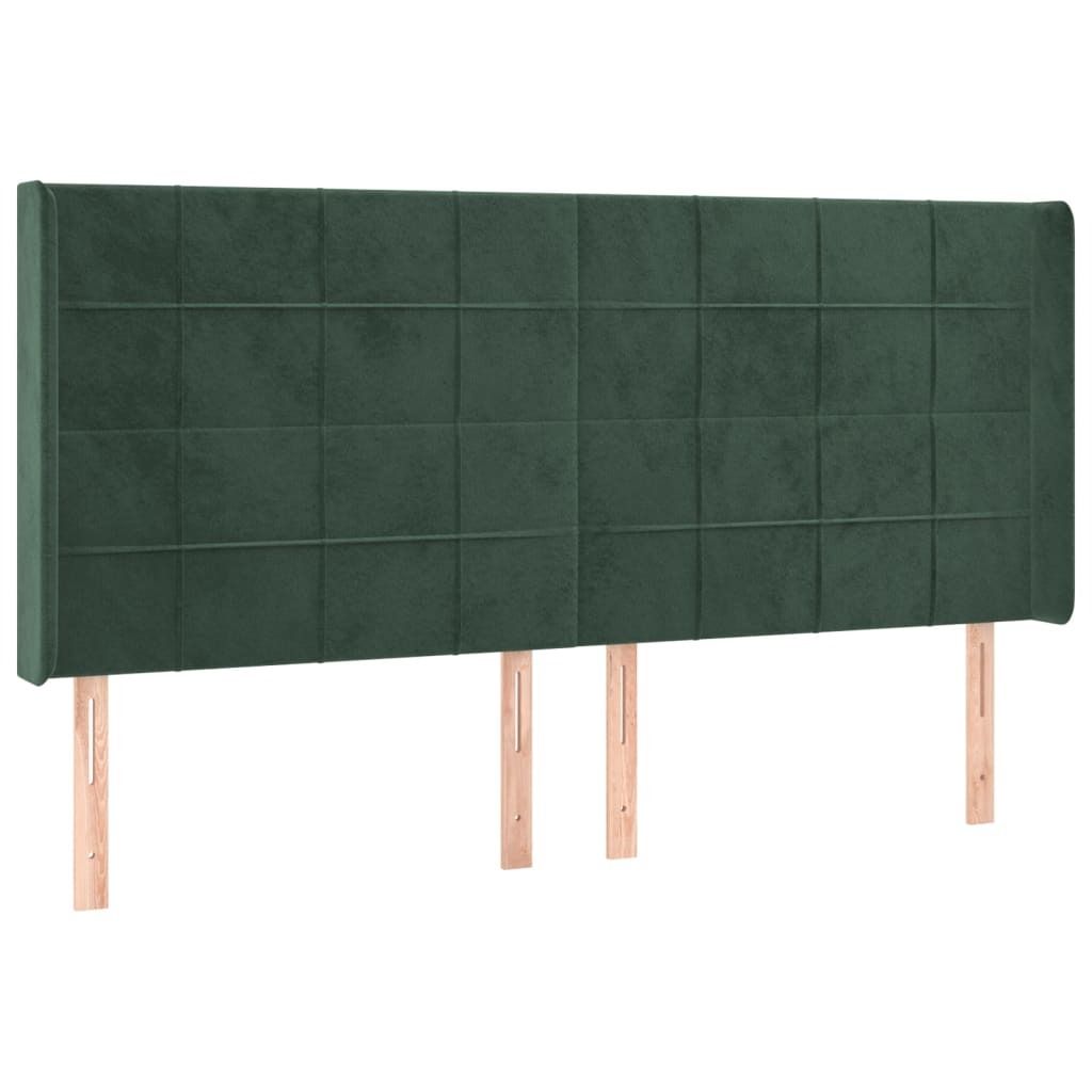 SYFAX Kopfteil mit Ohren Dunkelgrün 163x16x118/128 cm Samt