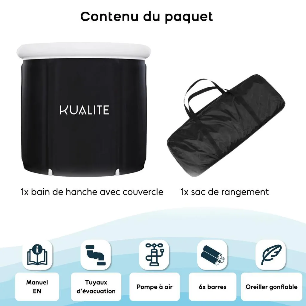 Récupération sportive : Bain froid gonflable pliable 320L avec sac - 4