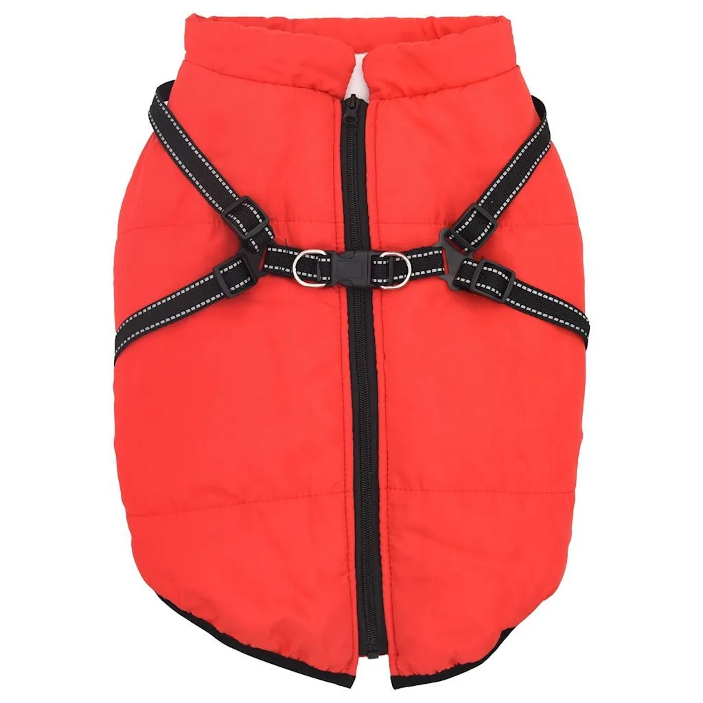 vidaXL Cappotto per cani con pettorina impermeabile riflettente rosso L68 - 1